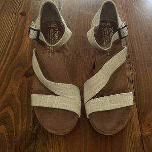 Toms “Linen” Wedge Sandals